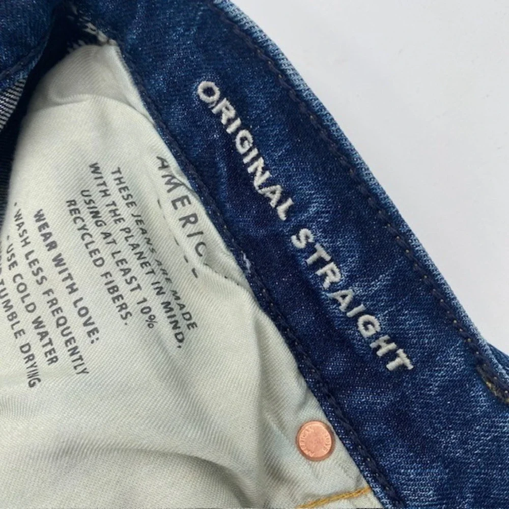 American Eagle Original Straight Jeans Mens 28x28 Blue Medium Wash Stretch Denim